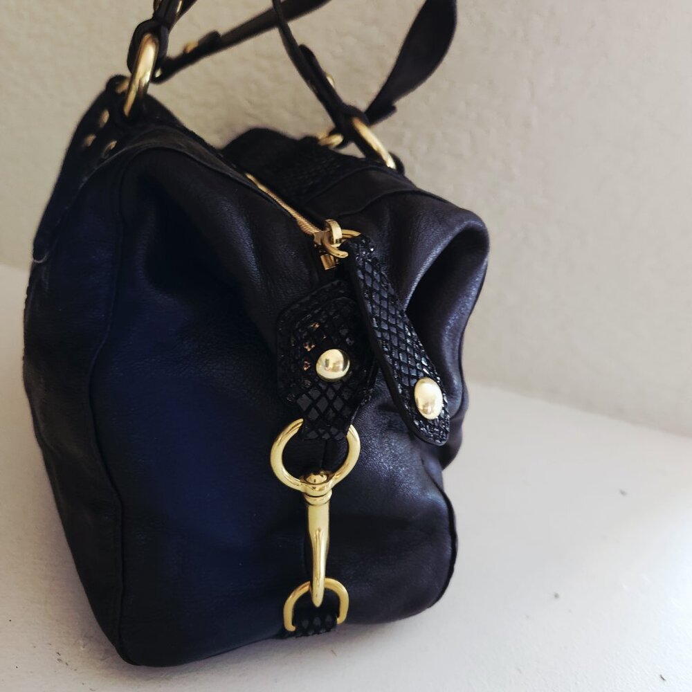 Euc Coach Ashley Black Leather Python Snakeskin 2… - image 3